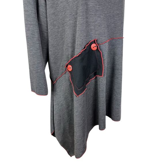 Noblu Lagenlook Artsy Asymmetrical Hem Tunic Top Patchwork 3/4 Sleeve Size Large - Picture 3 of 7